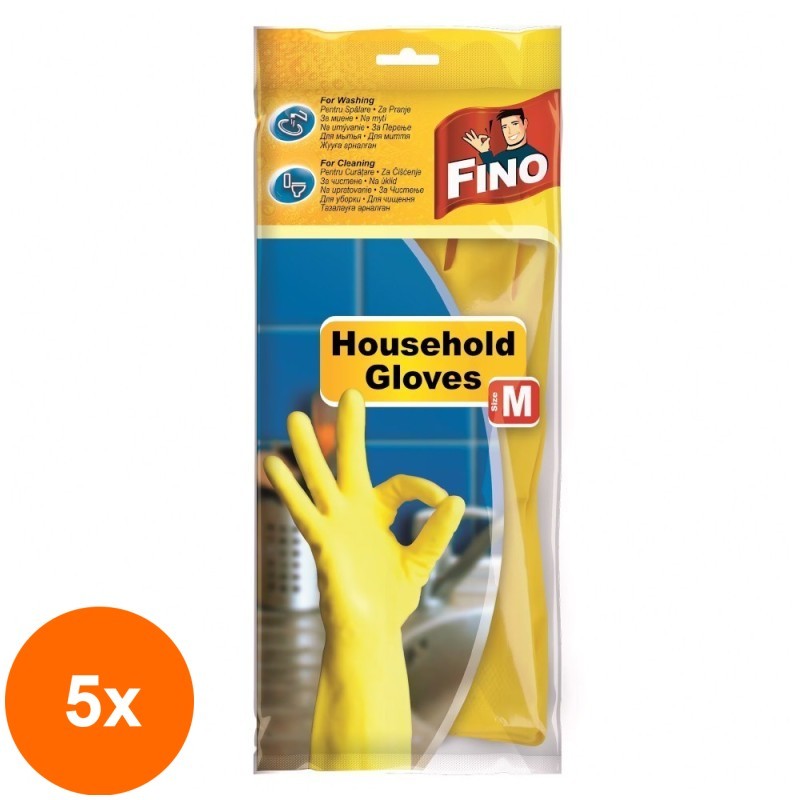 Set 5 x Manusi Menaj cu Textura Anti-Alunecare, Captuseala Bumbac, M, Fino