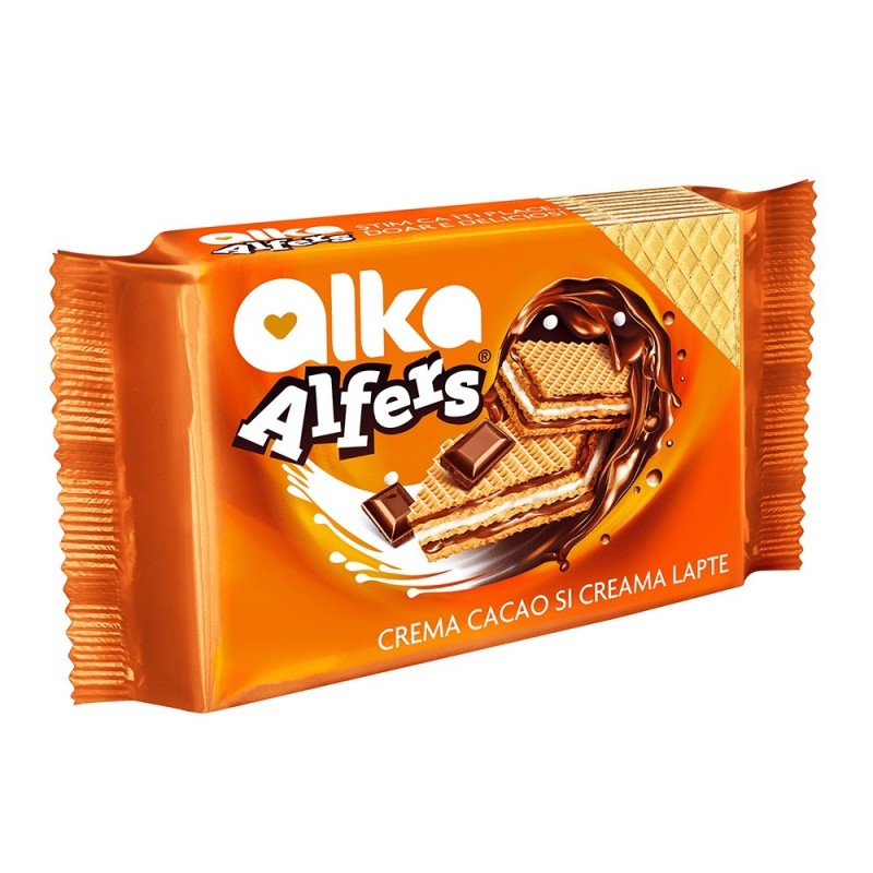 Set 5 x Napolitane cu Crema de Cacao si Lapte Alfers, 170 g