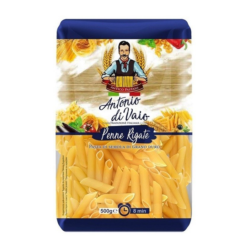 Set 5 x Paste Antonio Di Vaio, Penne Rigate Grau Dur 500 g