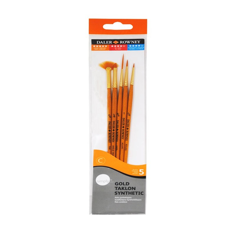 Set 5 x Pensule Par Sintetic, Pictura Acril, Daler Rowney