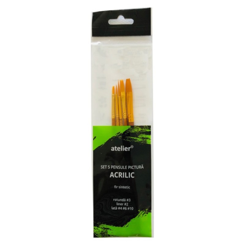 Set 5 x Pensule Pictura Acrilic, Atelier