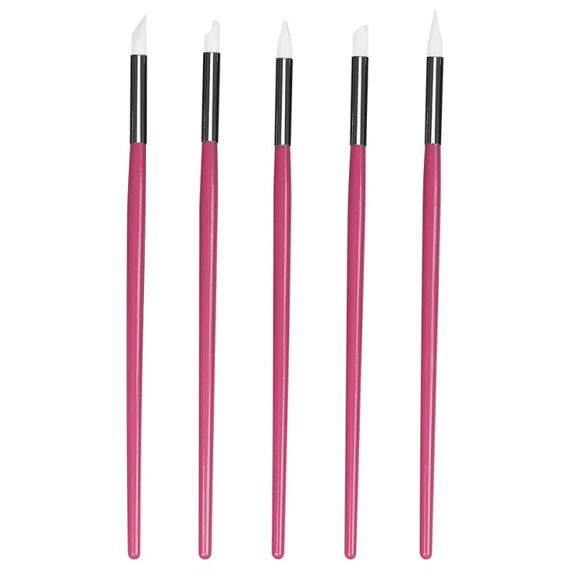 Set 5 x Pensule Unghii din Silicon, Pink