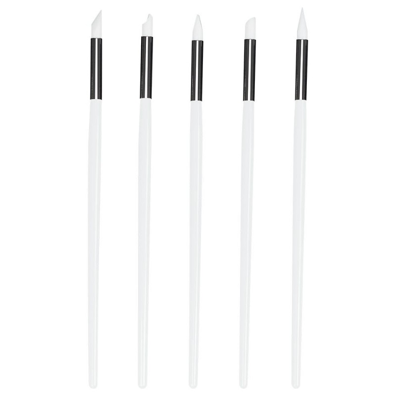 Set 5 x Pensule Unghii din Silicon, White