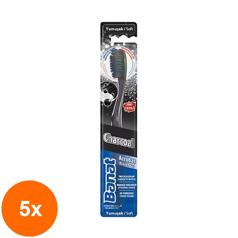 Set 5 x Periuta de Dinti Banat, Acrobat Black Pearl