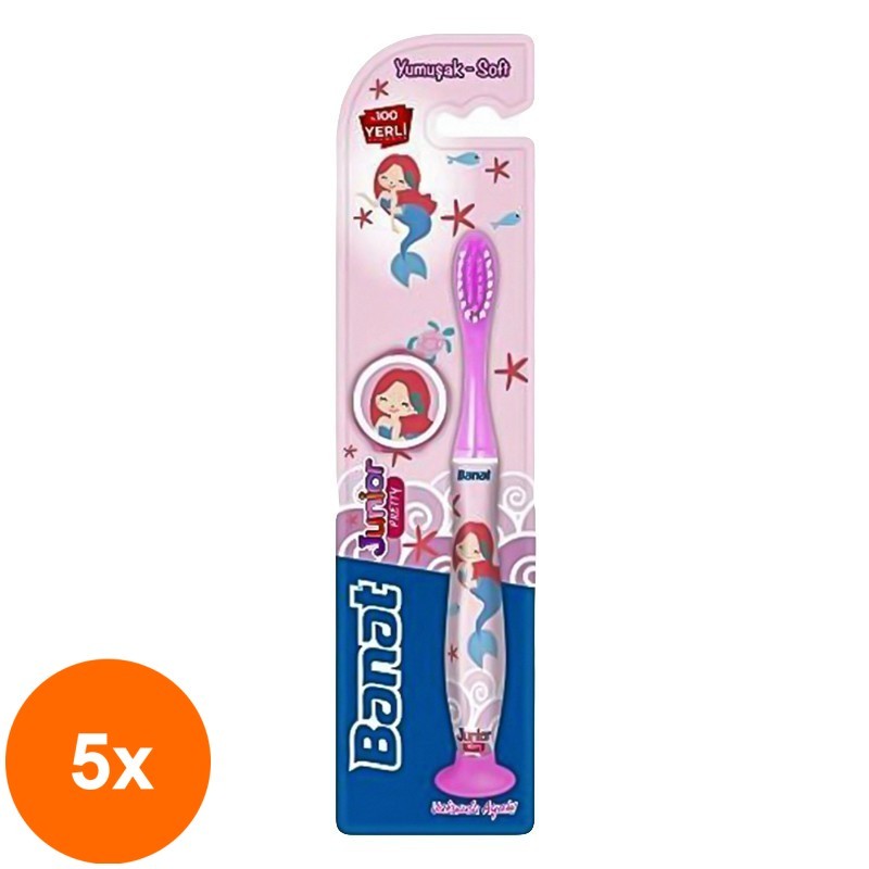 Set 5 x Periuta de Dinti Banat Junior, Pretty Soft