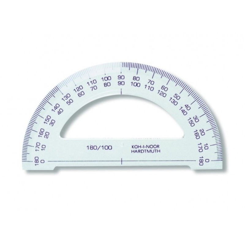 Set 5 x Raportor din Polistiren Transparent 180 / 100 mm, Koh-I-Noor Cristal