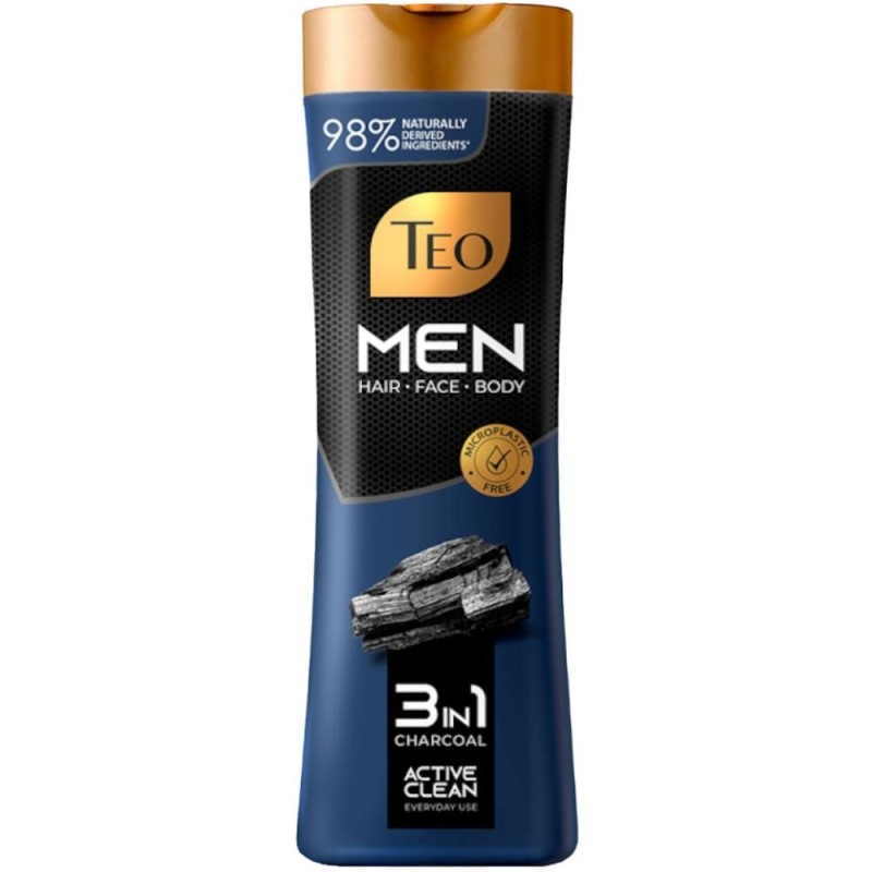 Set 5 x Sampon Teo Men 3in1, Carbune, 350 ml