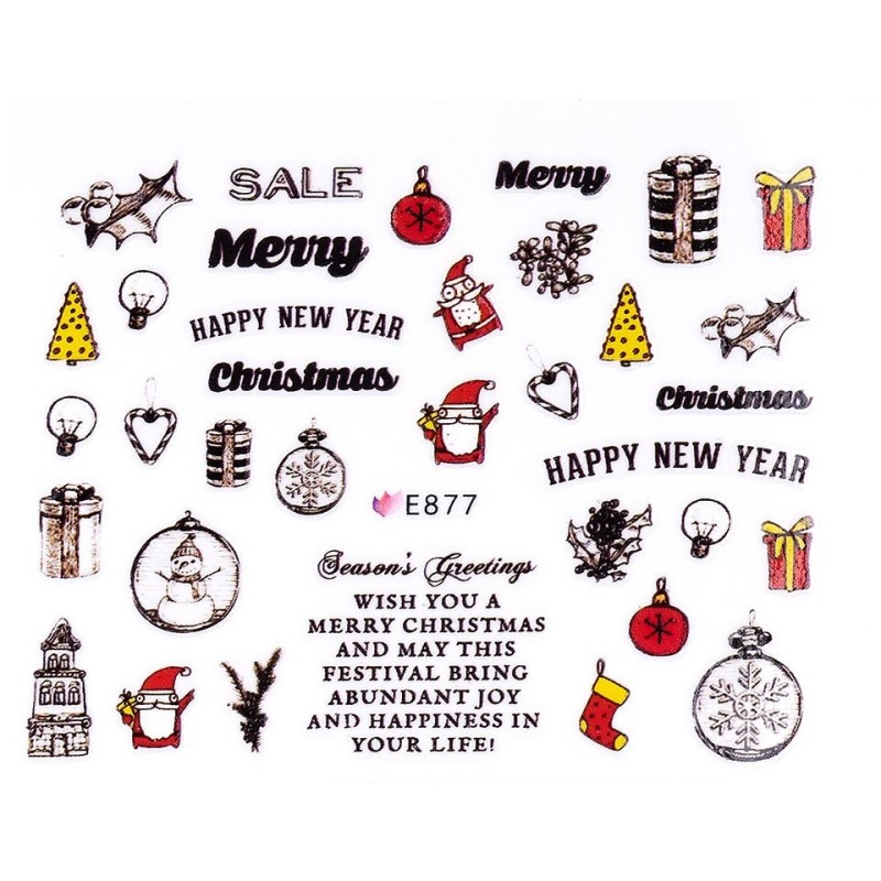 Set 5 x Sticker 3D Unghii Luxorise, Christmas Core E877