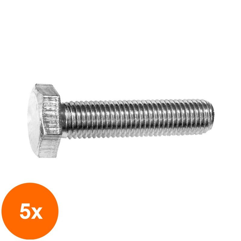 Set 5 x Surub Cap Hexagonal Total Filetat 933 Inox A2-M12 x 110