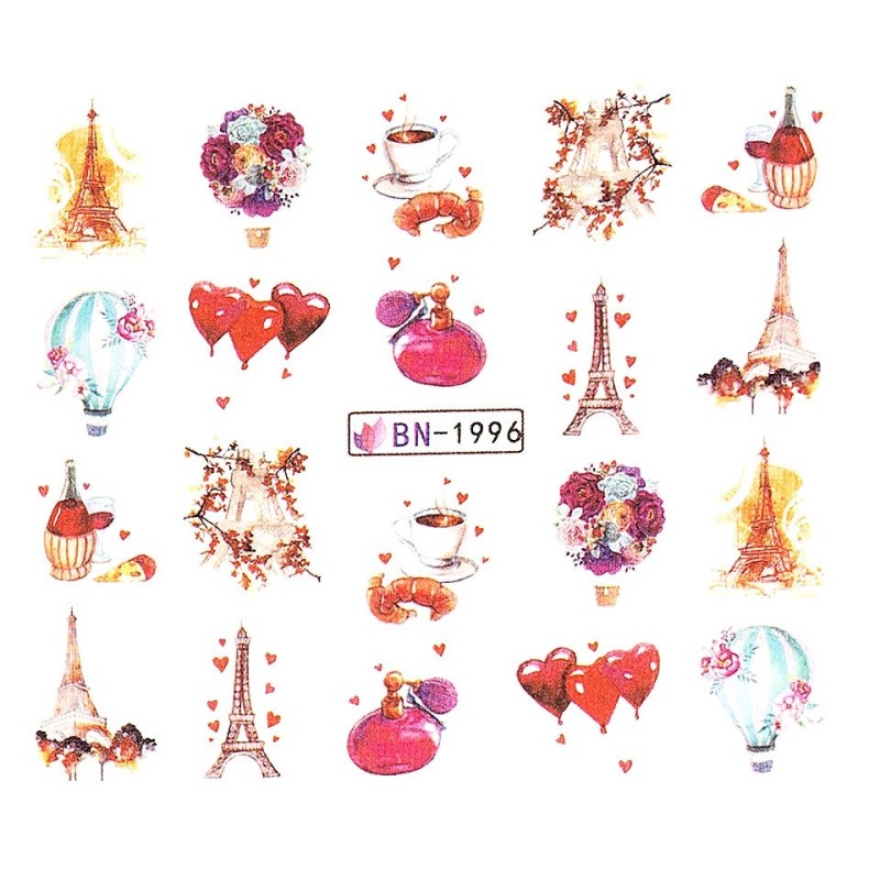 Set 5 x Tatuaj Unghii Luxorise Paris Love, Bn-1996