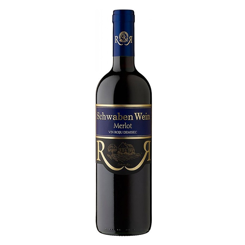 Set 5 x Vin Schwaben Wein Cramele Recas Merlot, Rosu Demisec 0.75 l