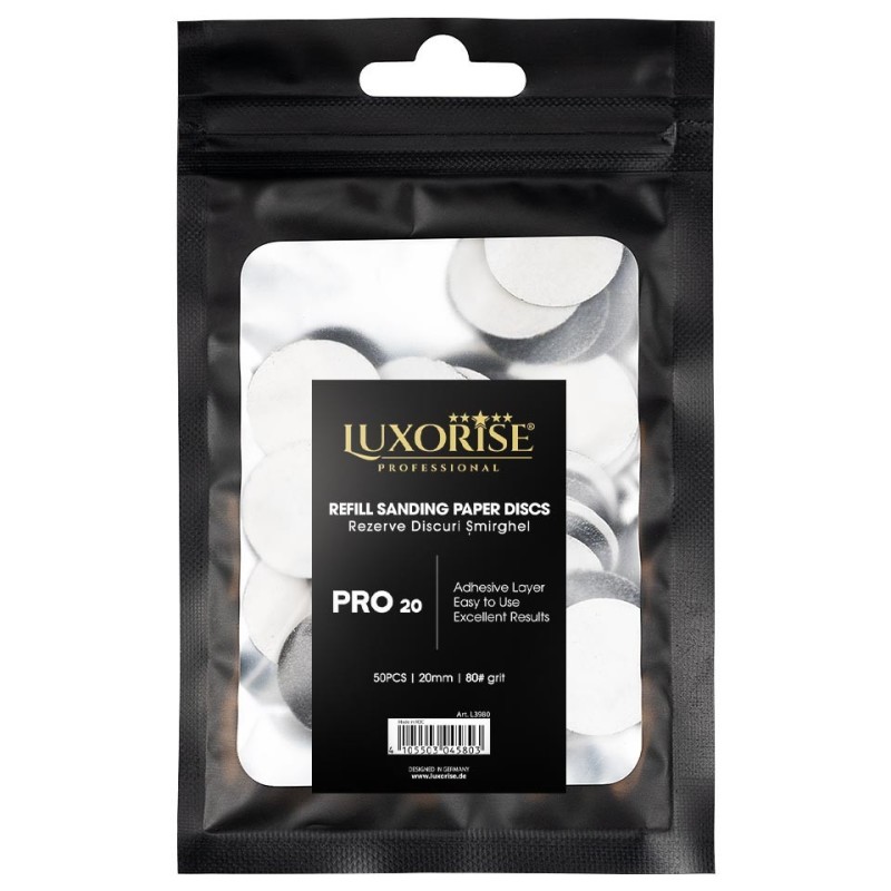 Set 50 Rezerve Smirghel pentru Disc Pedichiura Luxorise Pro20, Granulatie 80