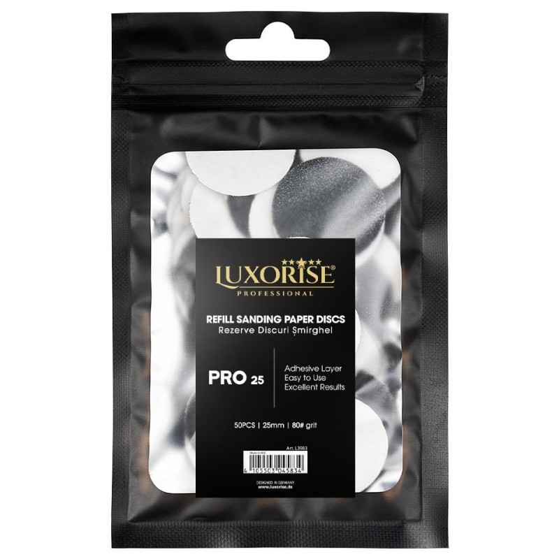 Set 50 Rezerve Smirghel pentru Disc Pedichiura Luxorise Pro25, Granulatie 80
