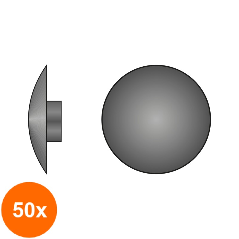 Set 50 x Capacele Plastic R18 Mm Pentru Suruburi Torx T40 Plastic Colorat-Ral 9010-Alb Pur