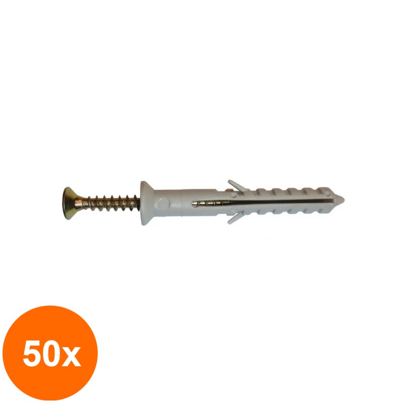 Set 50 x Diblu  +  Holz-surub 10x85 pentru Constructii