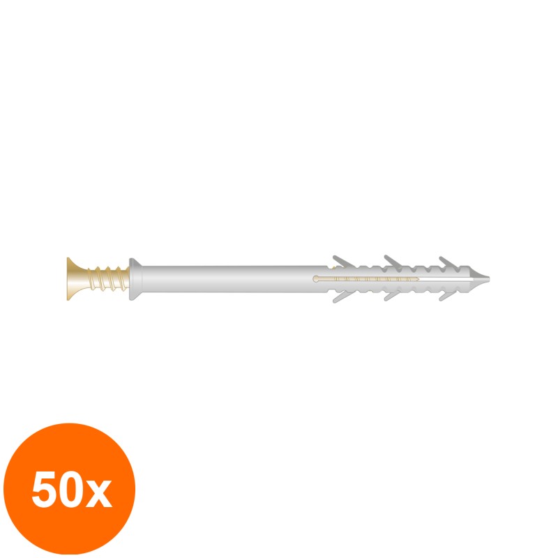 Set 50 x Diblu  +  Holz-surub 10x85 pentru Fixari Adanci