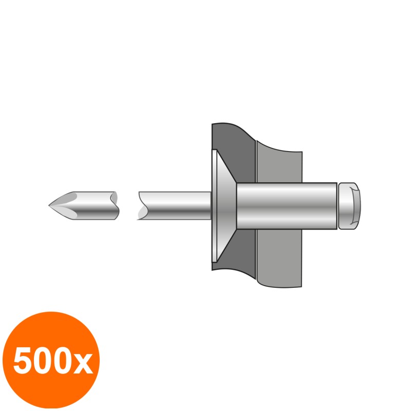 Set 500 x Pop-nituri Cap Tesit 120 Otel / Otel-4 X 10