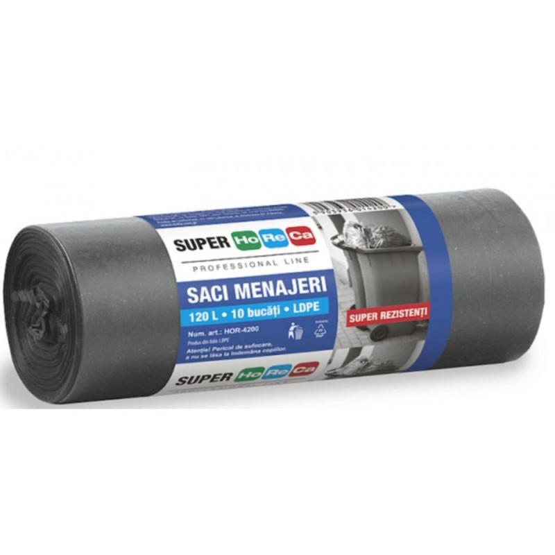 Set 6 x 10 Saci Menajeri 120 l, LDPE Negru, Horeca