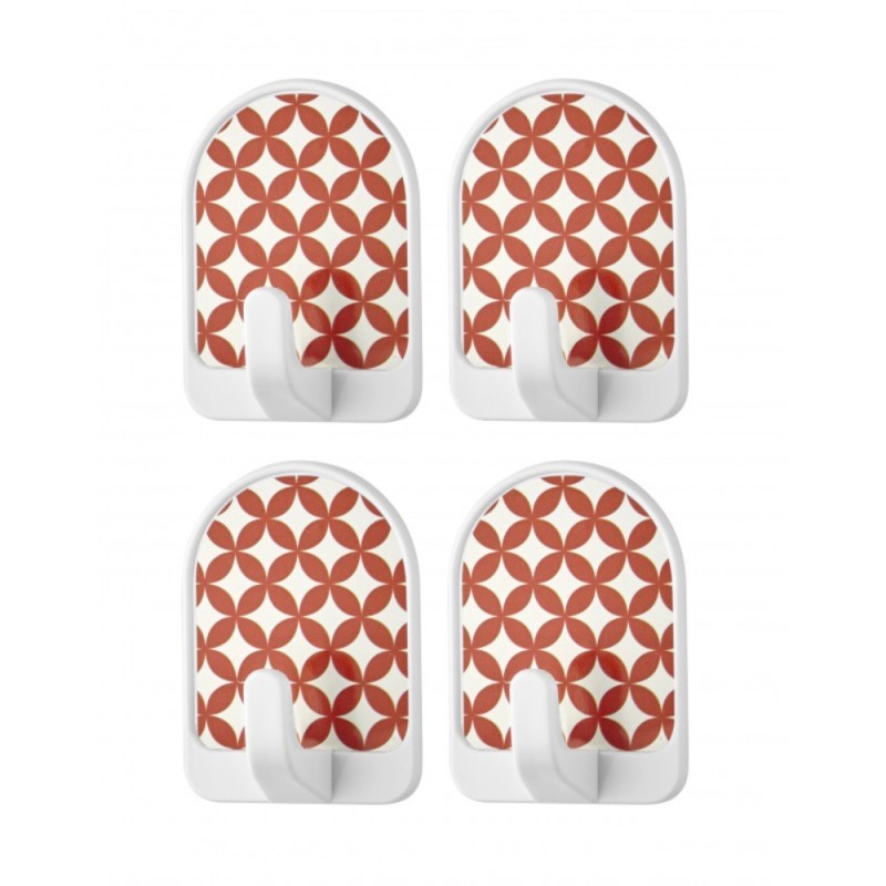 Set 6 x 4 Agatatoare Autoadezive Qlux, Portocaliu, din Plastic