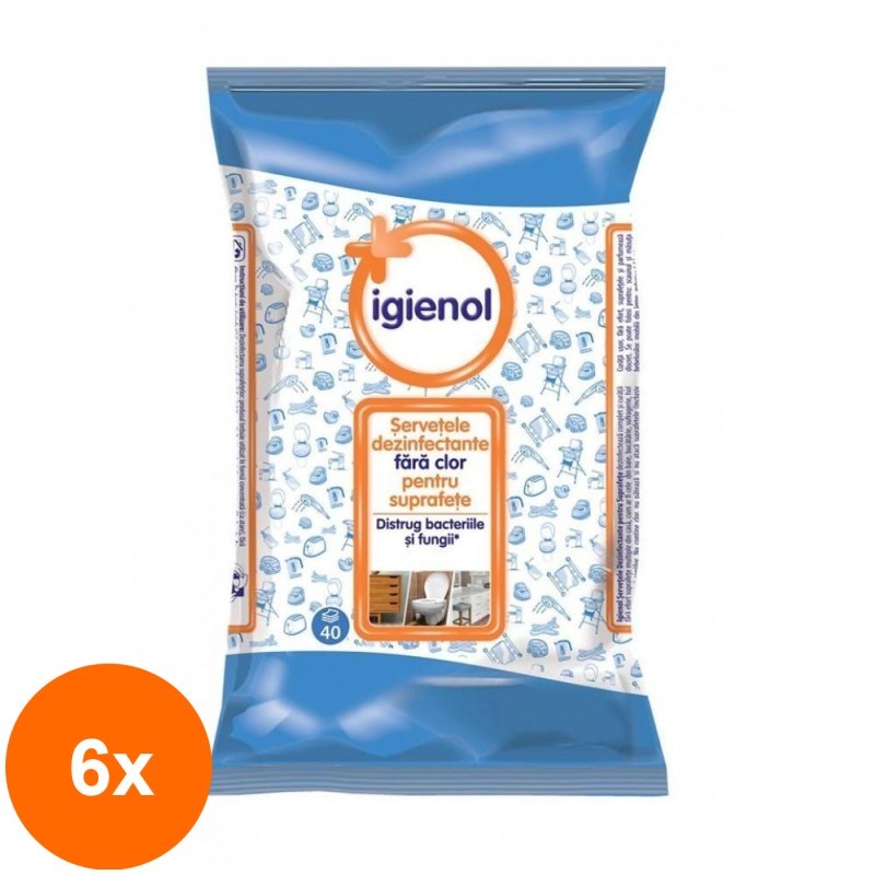 Set 6 x 40 Servetele Multisuprafete Igienol Curat & Parfumat