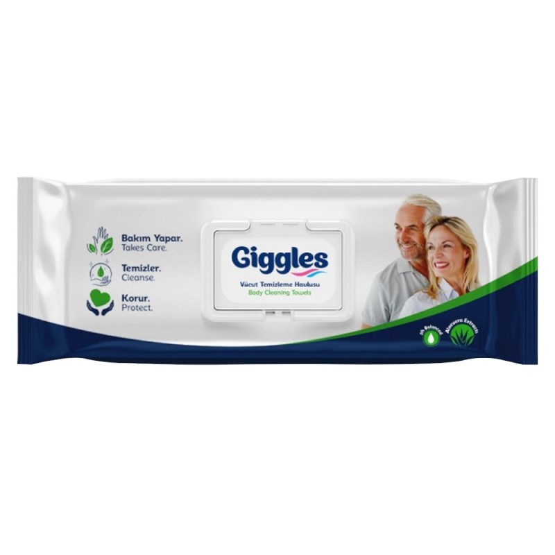 Set 6 x 50 Servetele Umede pentru Corp, cu Capac, Giggles