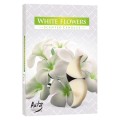 Set 6 x 6 Lumanari Pastila, 4 Ore, Flori Albe