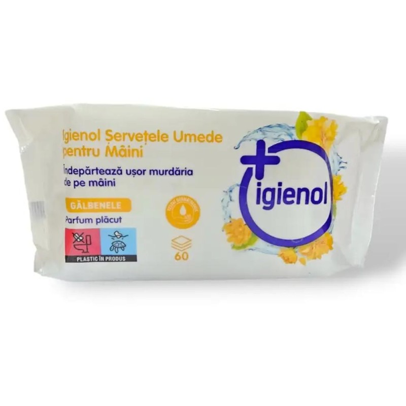 Set 6 x 60 Servetele Umede pentru Maini Igienol, Galbenele
