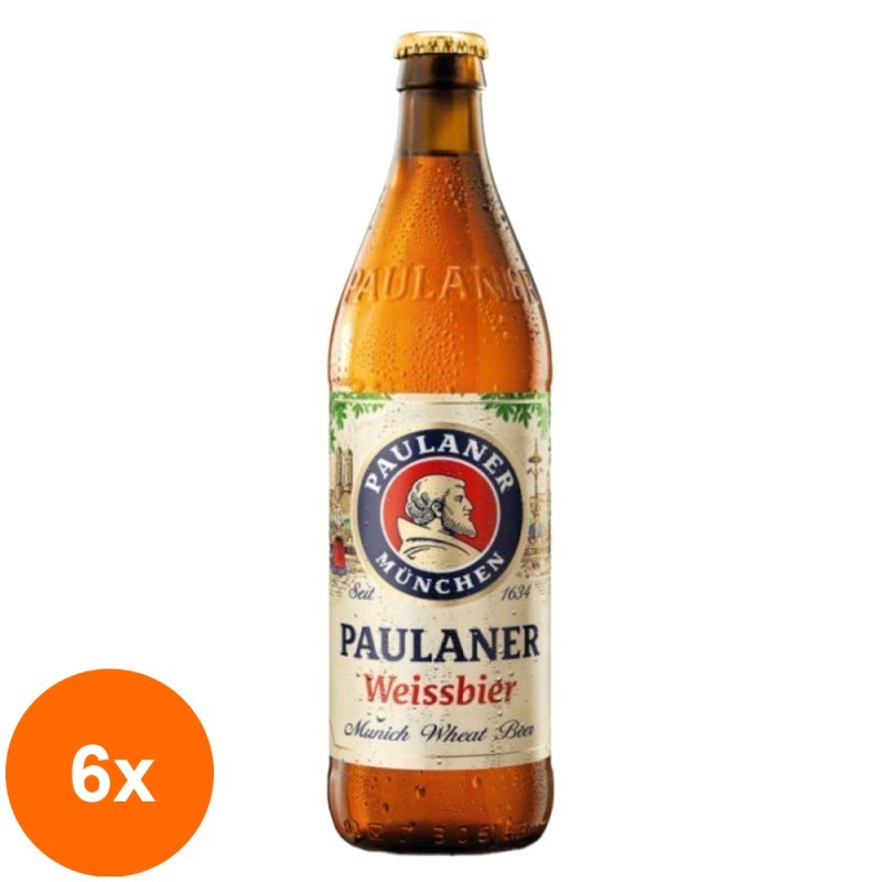 Set 6 x Bere Nefiltrata Hefe Weissbier Paulaner, 5.5 % Alcool, 0.5 l