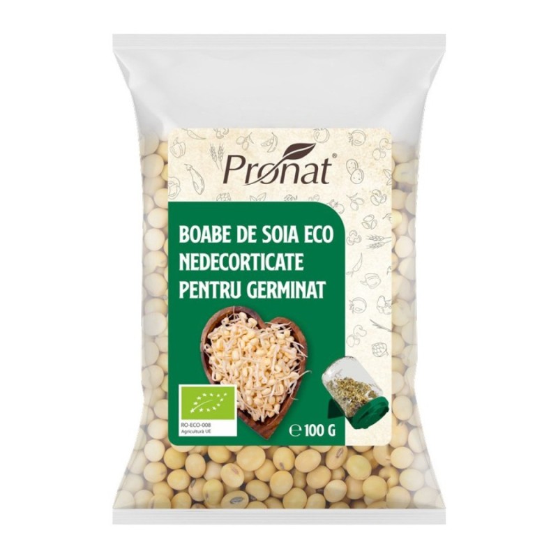 Set 6 x Boabe de Soia Bio Nedecorticate pentru Germinat, 100 g