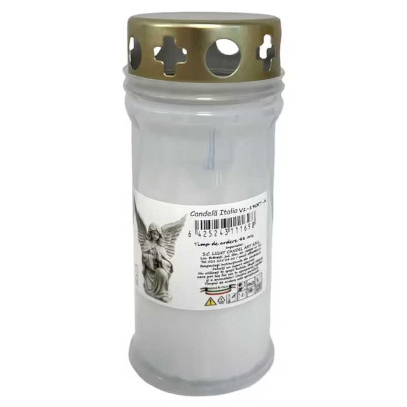 Set 6 x Candela Alba cu Capac si Ingeras