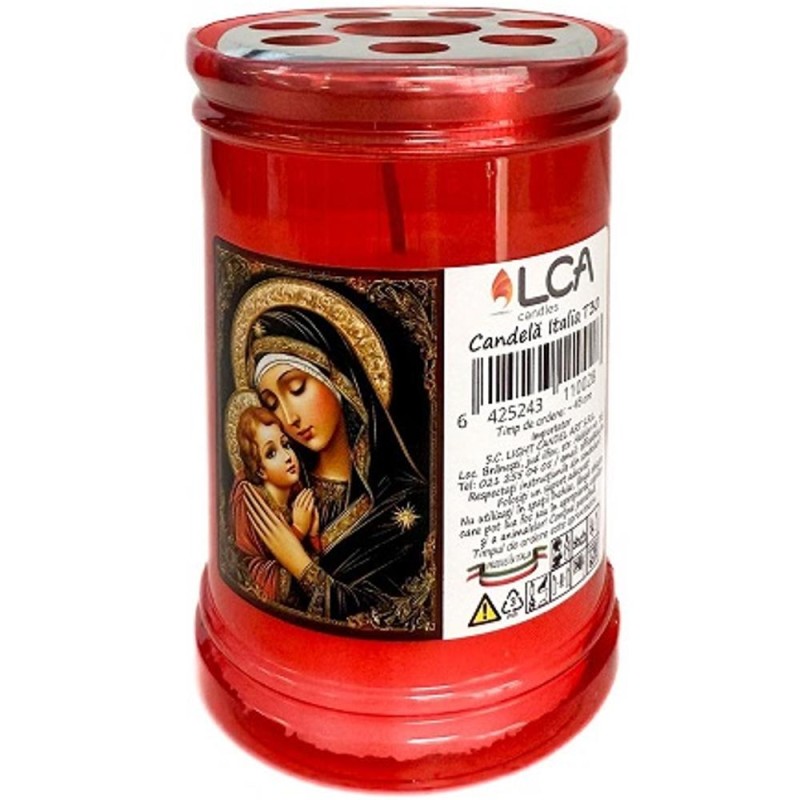 Set 6 x Candela cu Capac Anti-Vant, Italia, Rosie