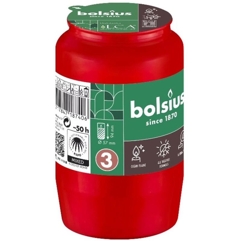 Set 6 x Candela Rezerva Bolsius RC3 / Nr. 3, 50 Ore, Rosu