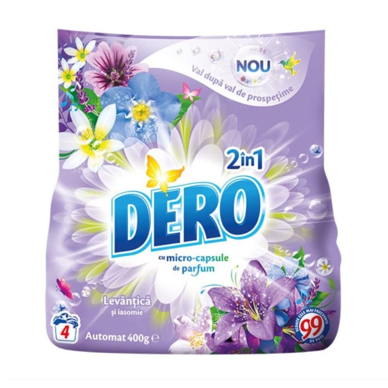 Set 6 x Detergent Automat Dero 2 in 1 Levantica si Iasomie, 400 g