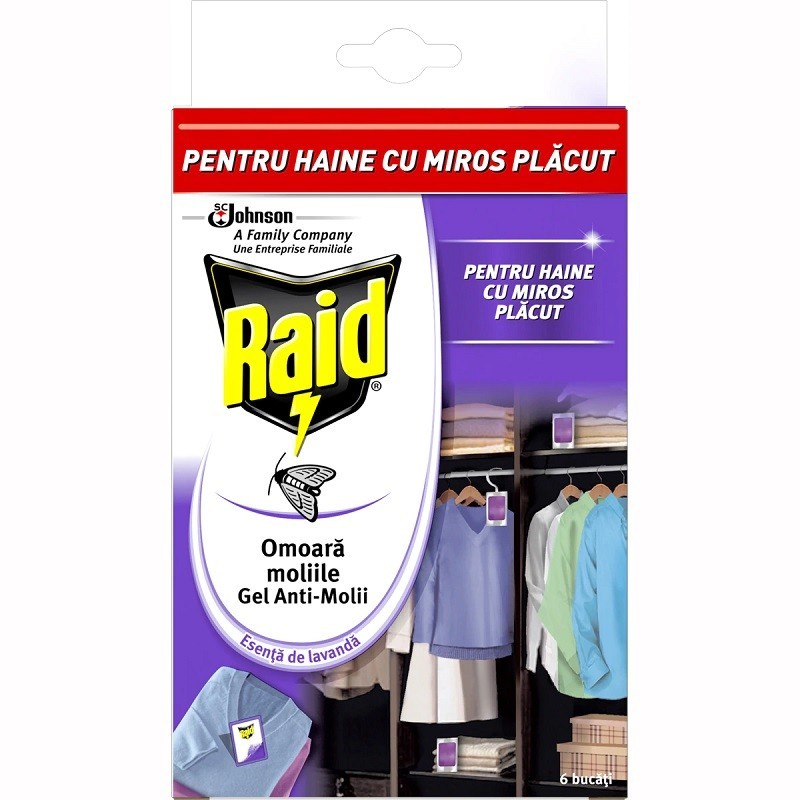 Set 6 x Gel Lavanda Anti-Molii Raid, 3 g