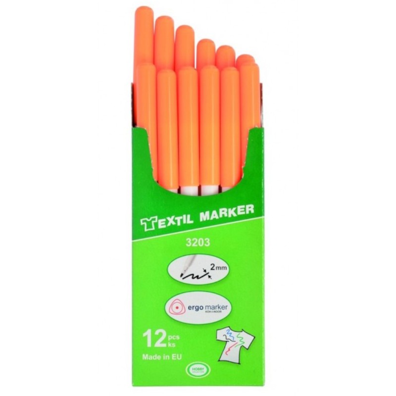 Set 6 x Marker Fluorescent pentru Textile cu Varf Rotund, Portocaliu, Koh-I-Noor