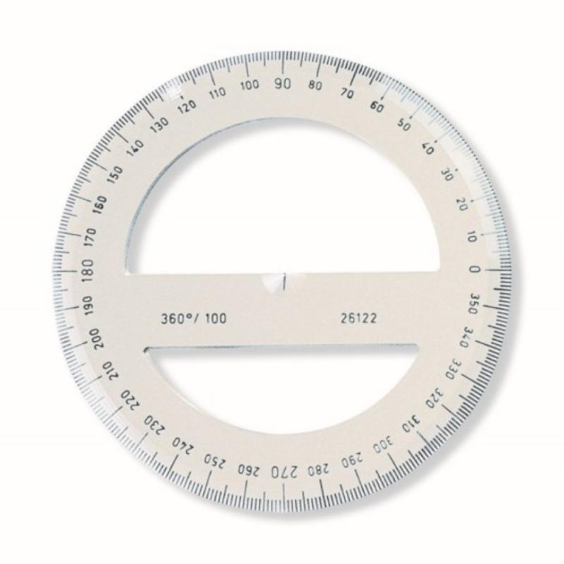 Set 6 x Raportor din Polistiren Transparent 360 / 100 mm, Koh-I-Noor Cristal