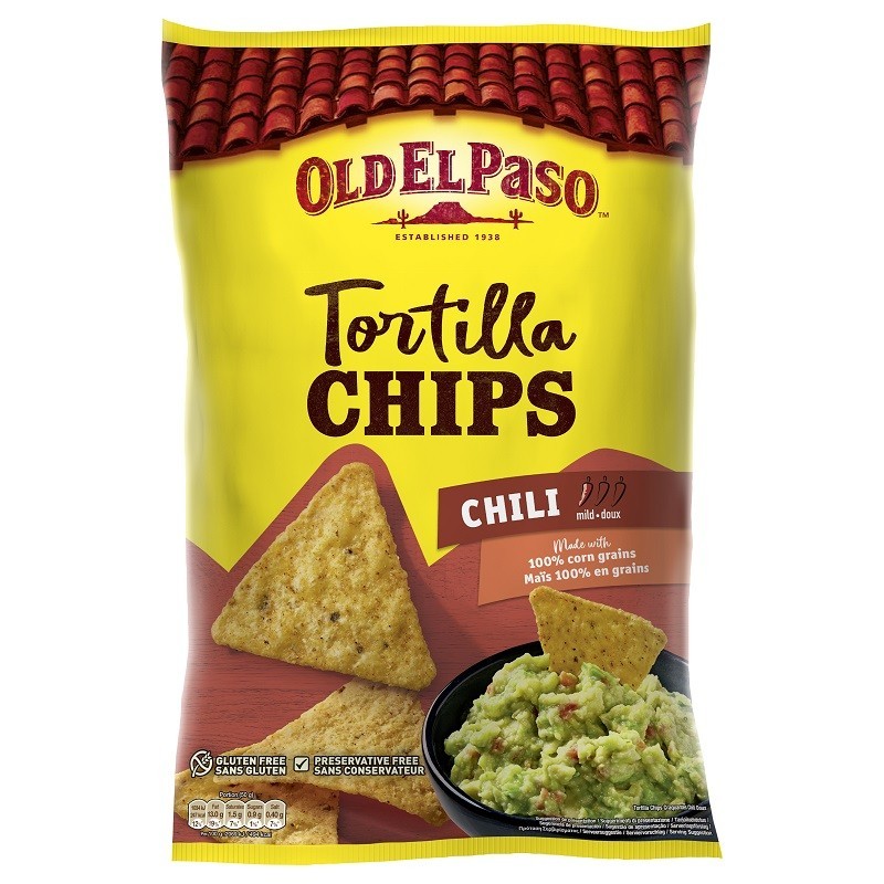 Set 6 x Tortilla Chips, Chipsuri fara Gluten,  Old El Paso Chili 185 g