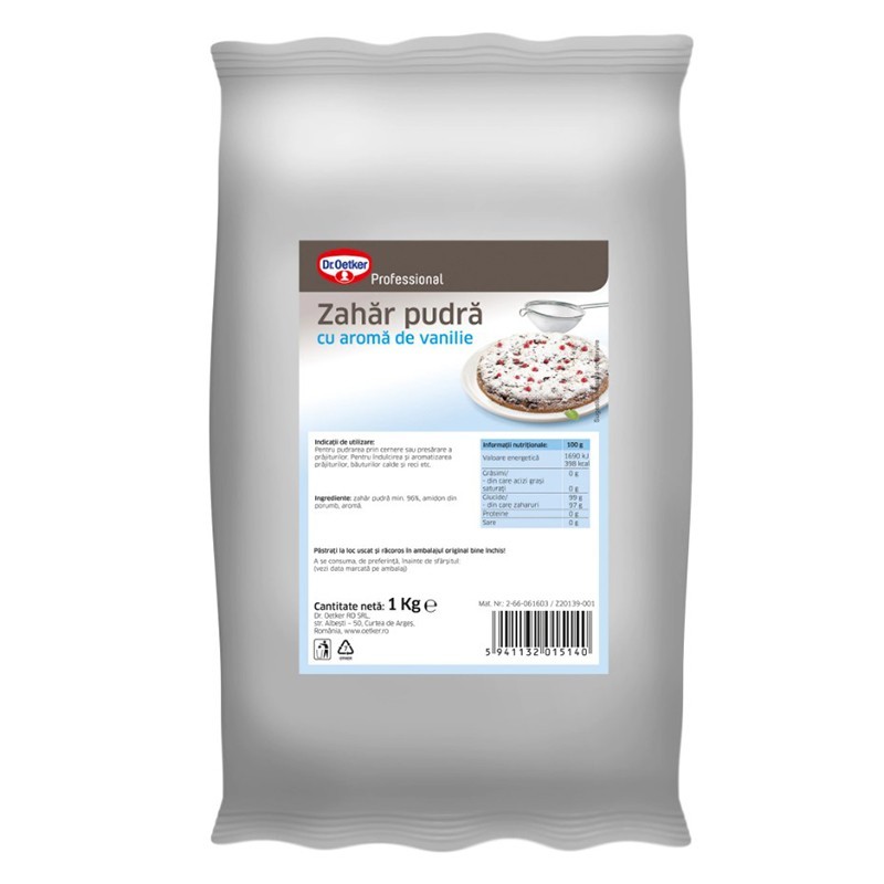 Set 6 x Zahar Pudra cu Aroma De Vanilie, Dr Oetker, 1 kg