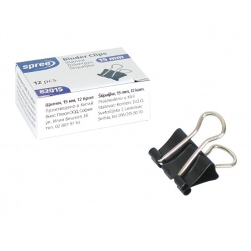 Set 60 x Binder Clips, Spree, 15 mm