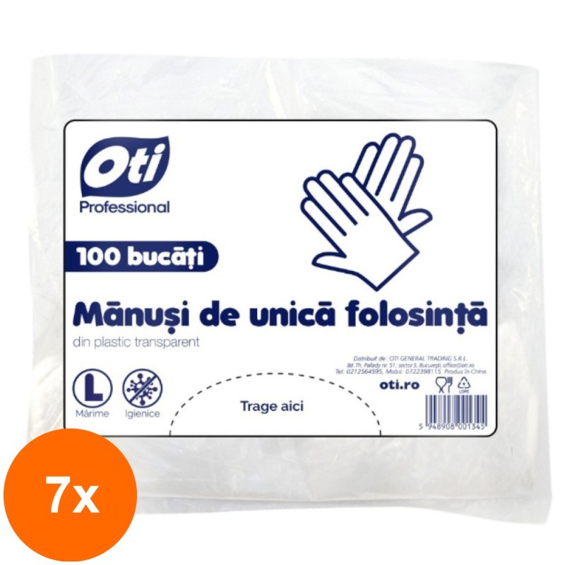 Set 7 x 100 Manusi de Unica Folosinta L, Oti Transparente
