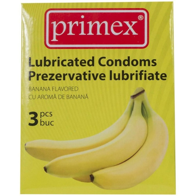 Set 7 x 3 Prezervative cu Aroma de Banane, Primex, Latex, Plic