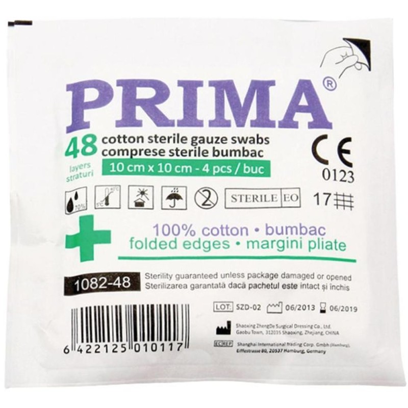 Set 7 x 4 Comprese Sterile Tifon, 10 cm x 10 cm, Material Tesut, 48 Straturi/Plic, Prima