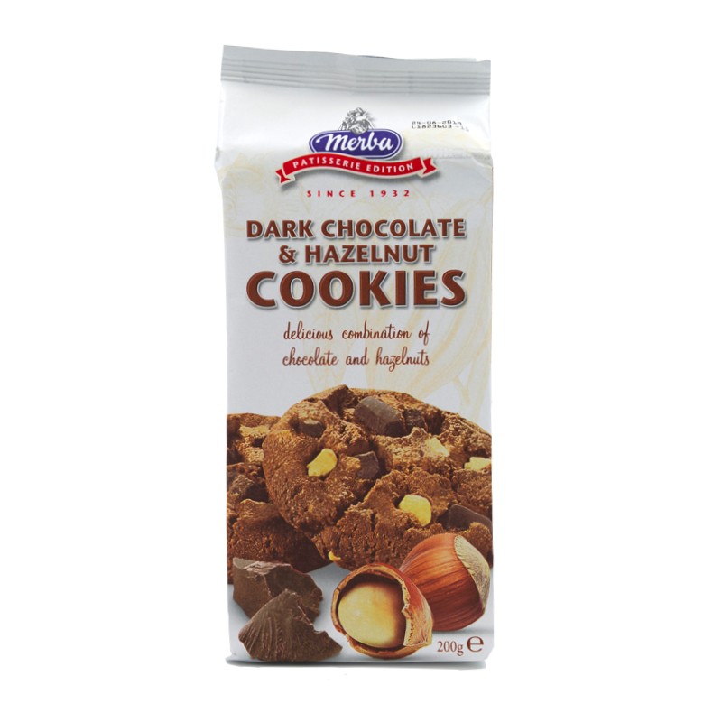 Set 7 x Biscuiti cu Ciocolata Neagra si Alune de Padure, Merba, 200 g