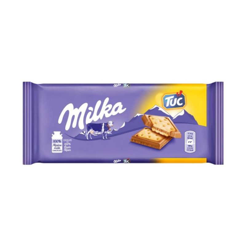Set 7 x Ciocolata Sandwich, Milka Tuc, cu Biscuiti, 87 g