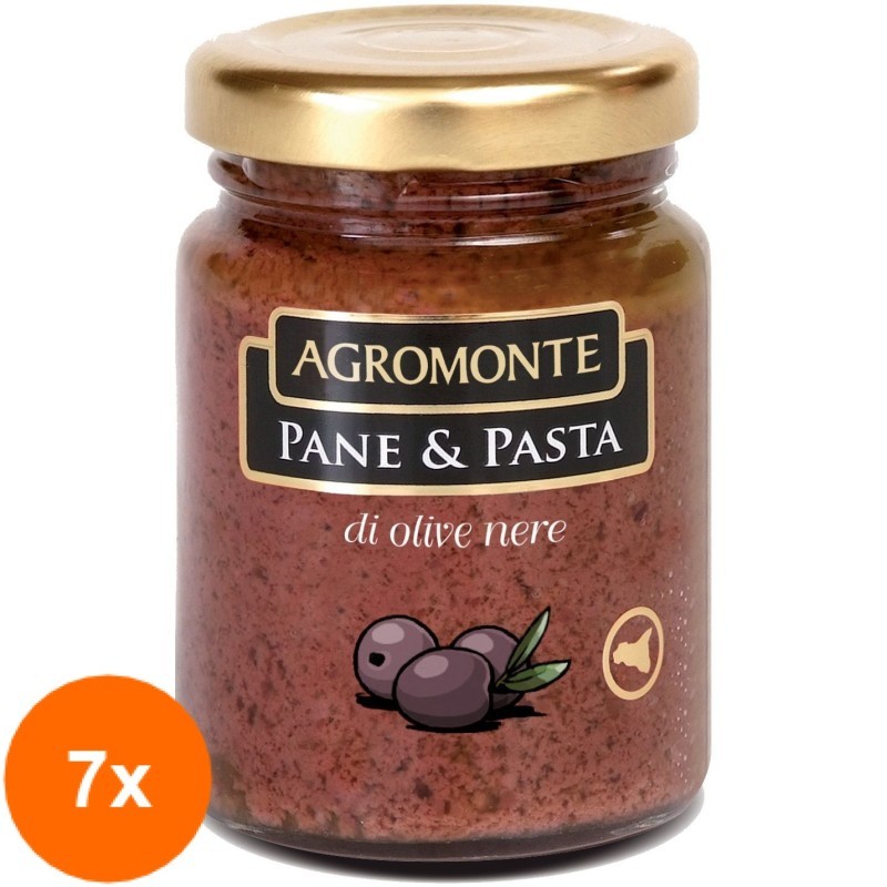 Set 7 x Crema din Masline Negre Simpla Agromonte Pane E Pasta 200 g