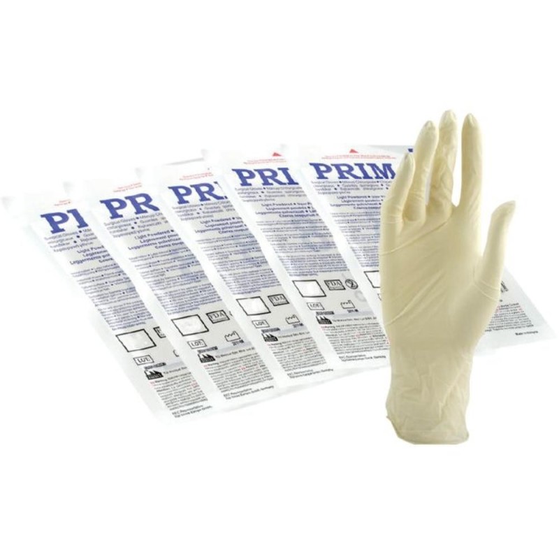 Set 7 x Manusi Chirurgicale Sterile Prima, Usor Pudrate, Marimea 7.5