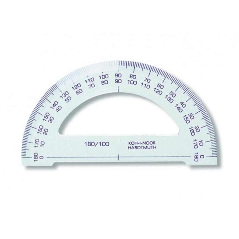 Set 7 x Raportor din Polistiren Transparent 180 / 100 mm, Koh-I-Noor Cristal