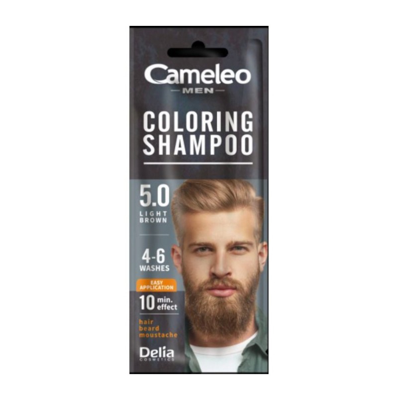 Set 7 x Sampon Nuantator Cameleo, 5.0 Light Brown, Barbati, 15 ml