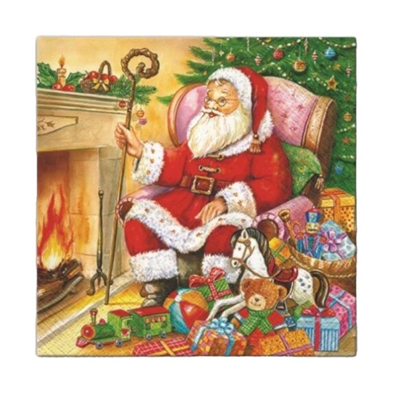 Set 8 x 20 Servetele cu Motive de Craciun Elcadis, 3 Straturi, 33 x 33 cm