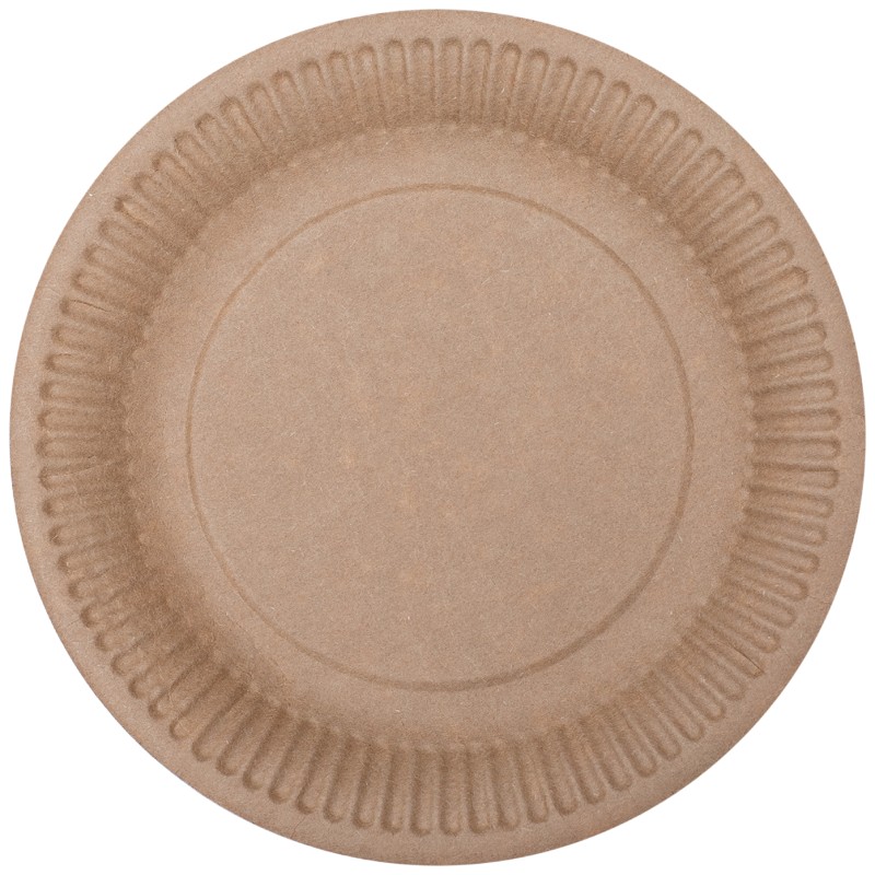 Set 8 x Farfurii Biodegradabile, Compostabile de Carton, Rotunde, Kraft, 18 cm, 12 buc